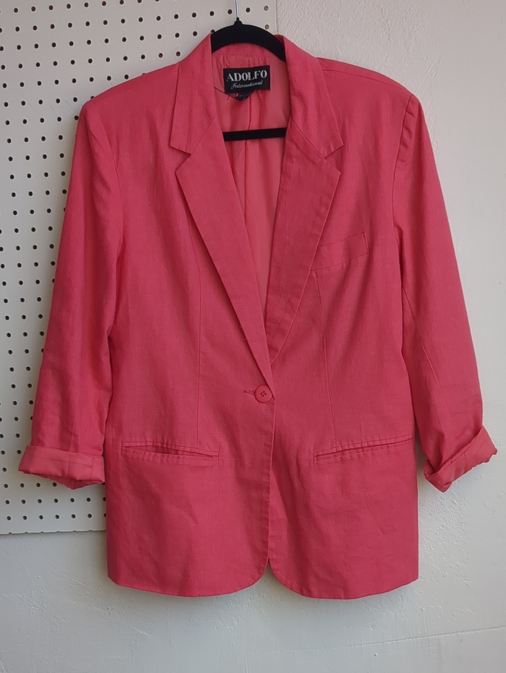 Adolfo Pink Single-Button Notch Lapel Blazer